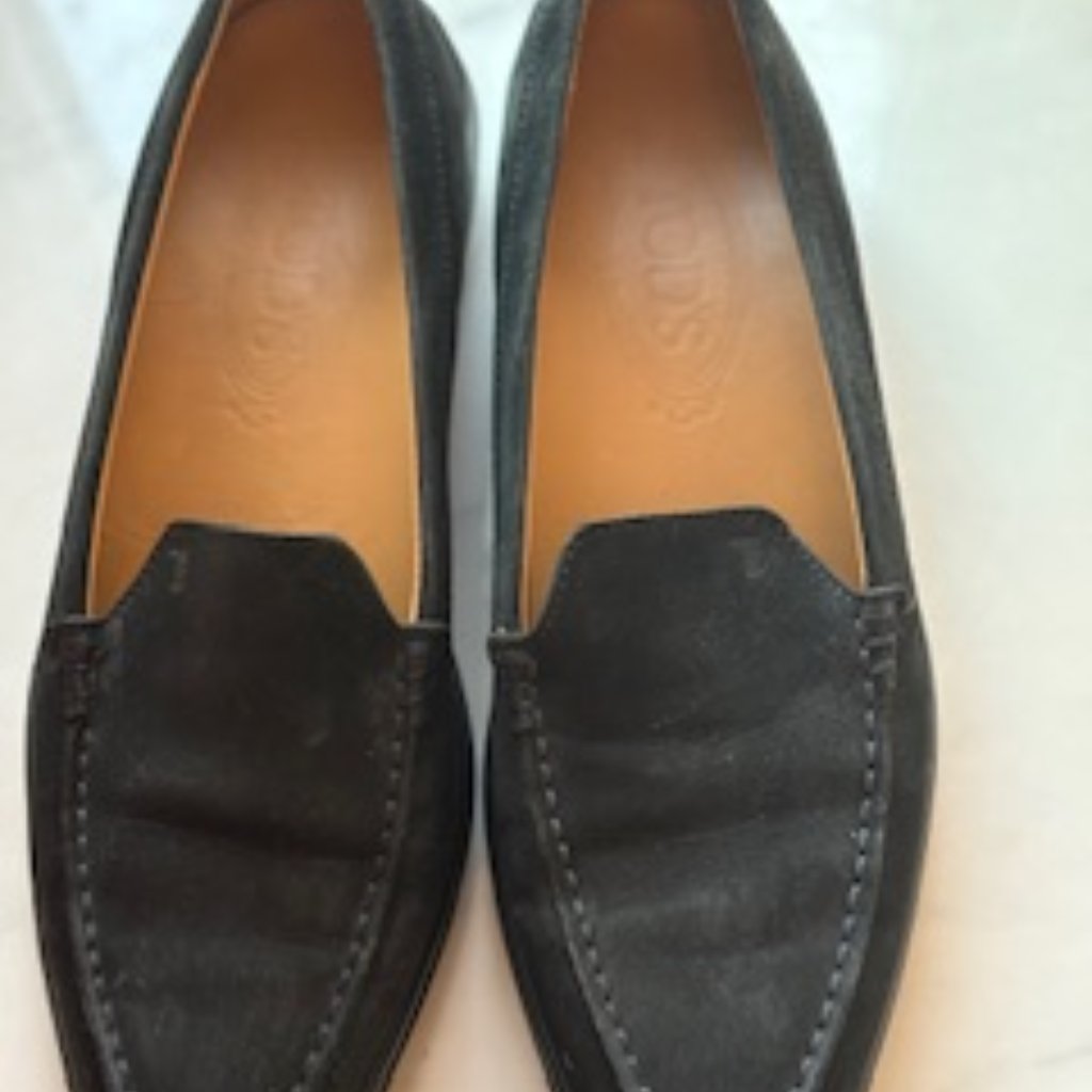 Tod's Black Suede Slip-On Loafers